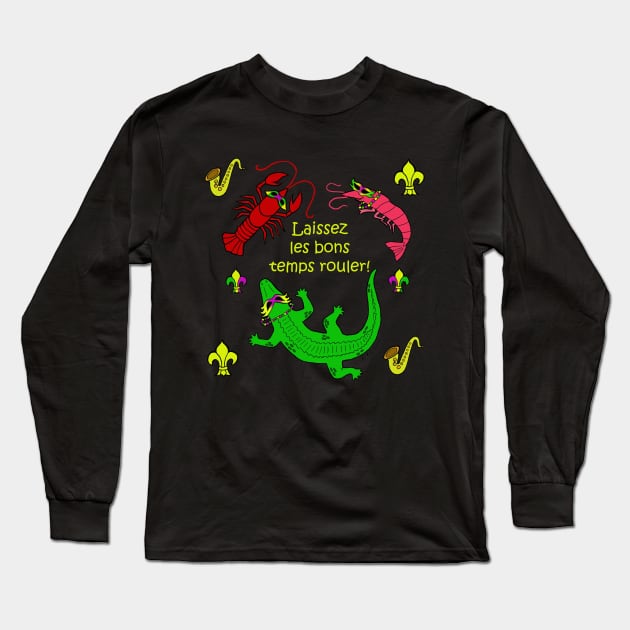 Mardi Gras Critters Long Sleeve T-Shirt by HonuHoney